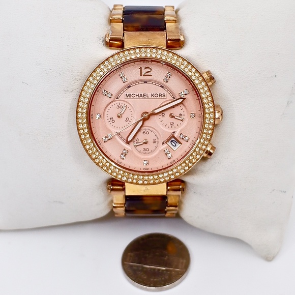 MICHAEL KORS~5538~parker~TORTOISE GLITZ CHRONOGRAPH WATCH - Picture 6 of 6